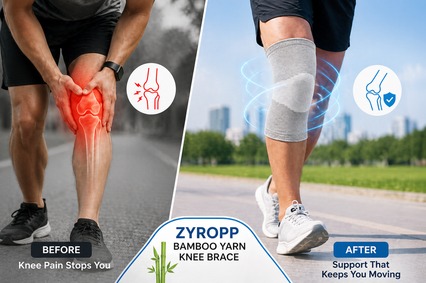 Zyropp Bamboo Knee Brace | Pain Relief for Arthritis & Sports | 40% Off + Free Shipping